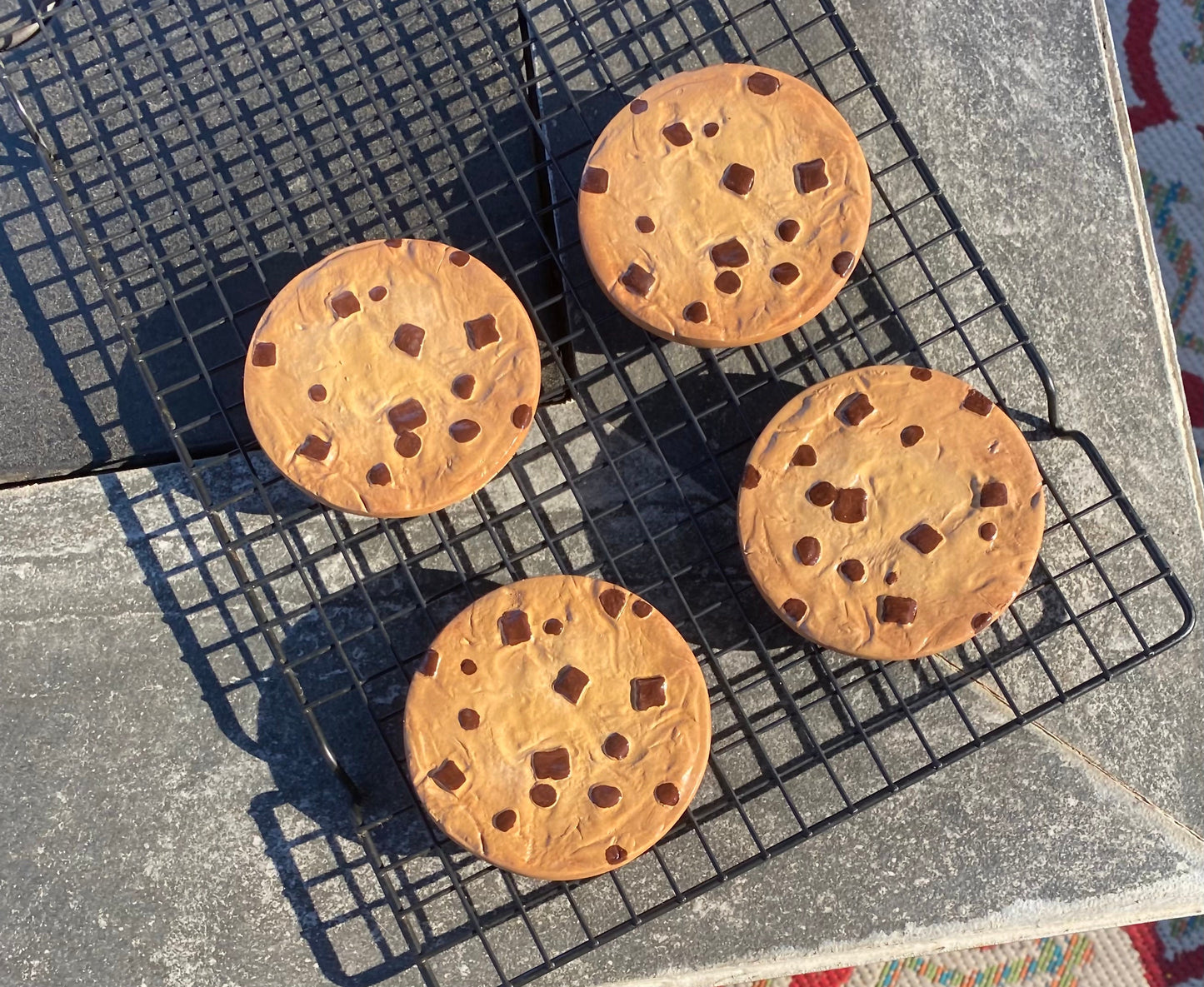 Chocolate chip cookie coaster set of 4