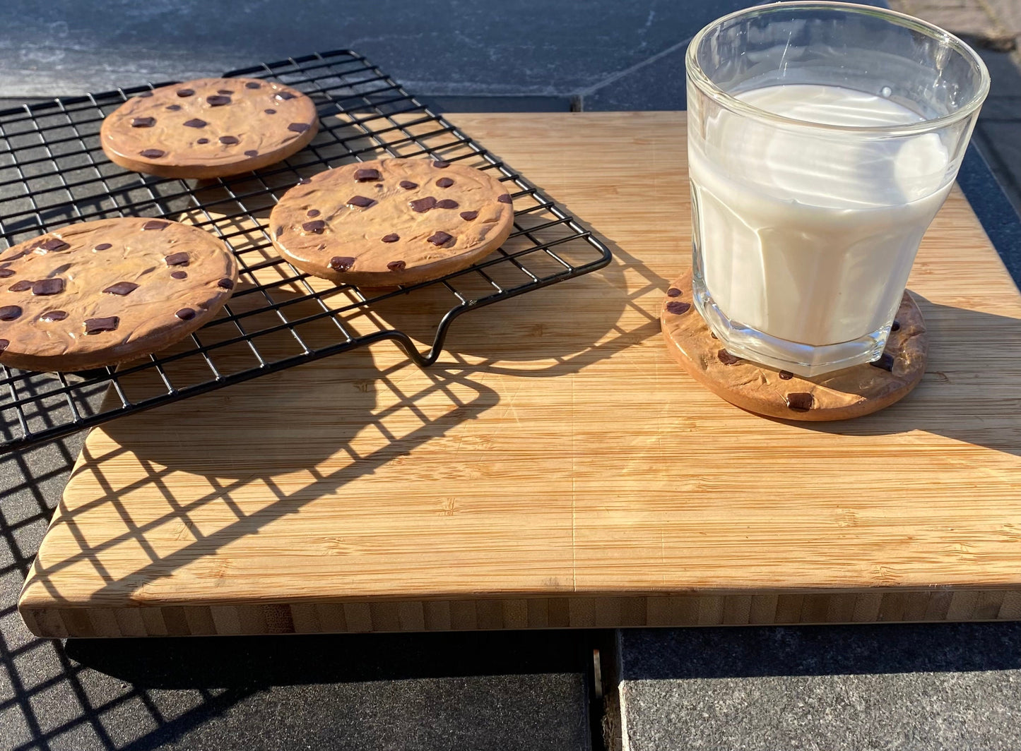 Chocolate chip cookie coaster set of 4