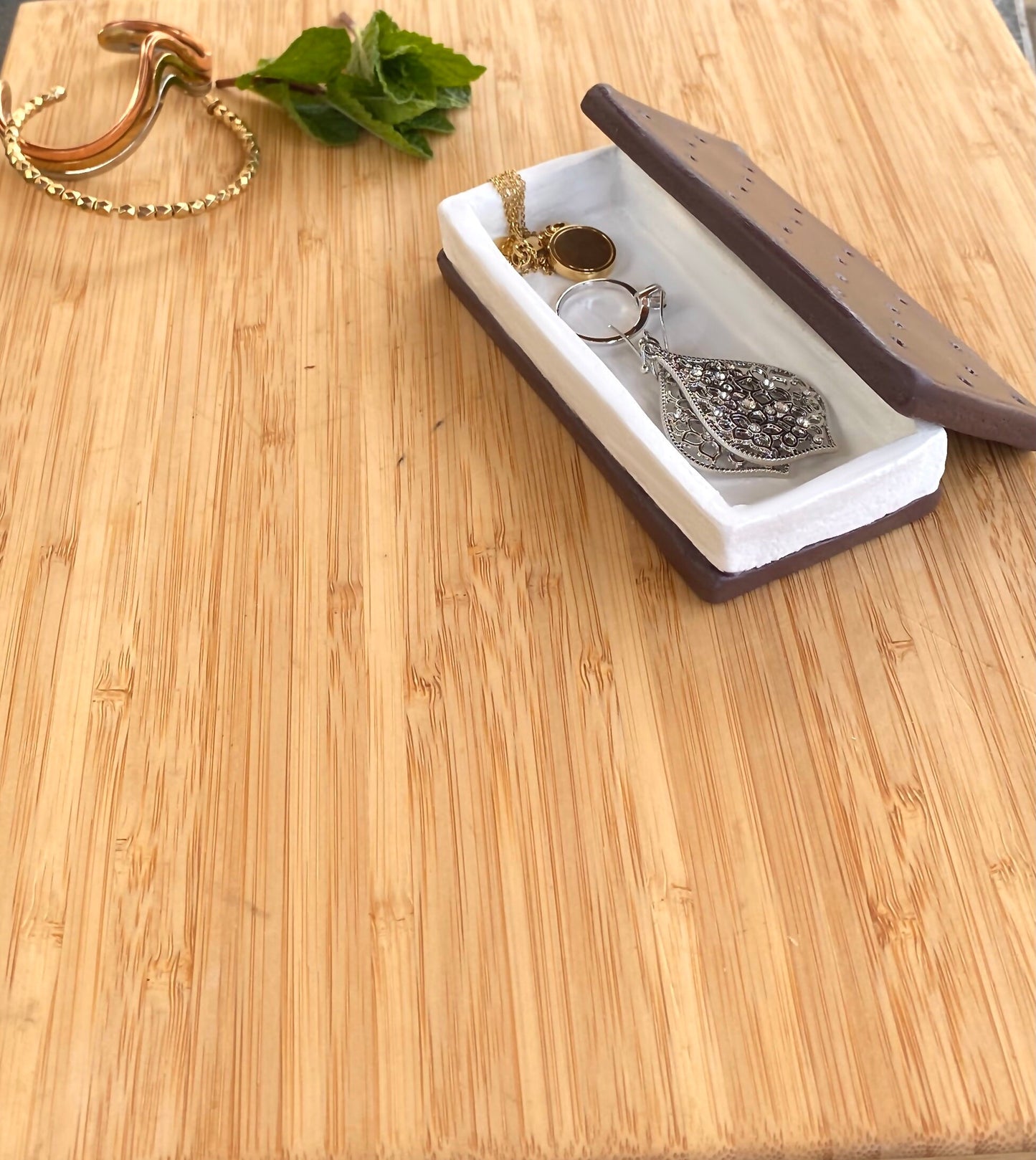 Ice cream sandwich unique jewelry box, food art home decor for a fun gift and sculpture statement piece, handmade