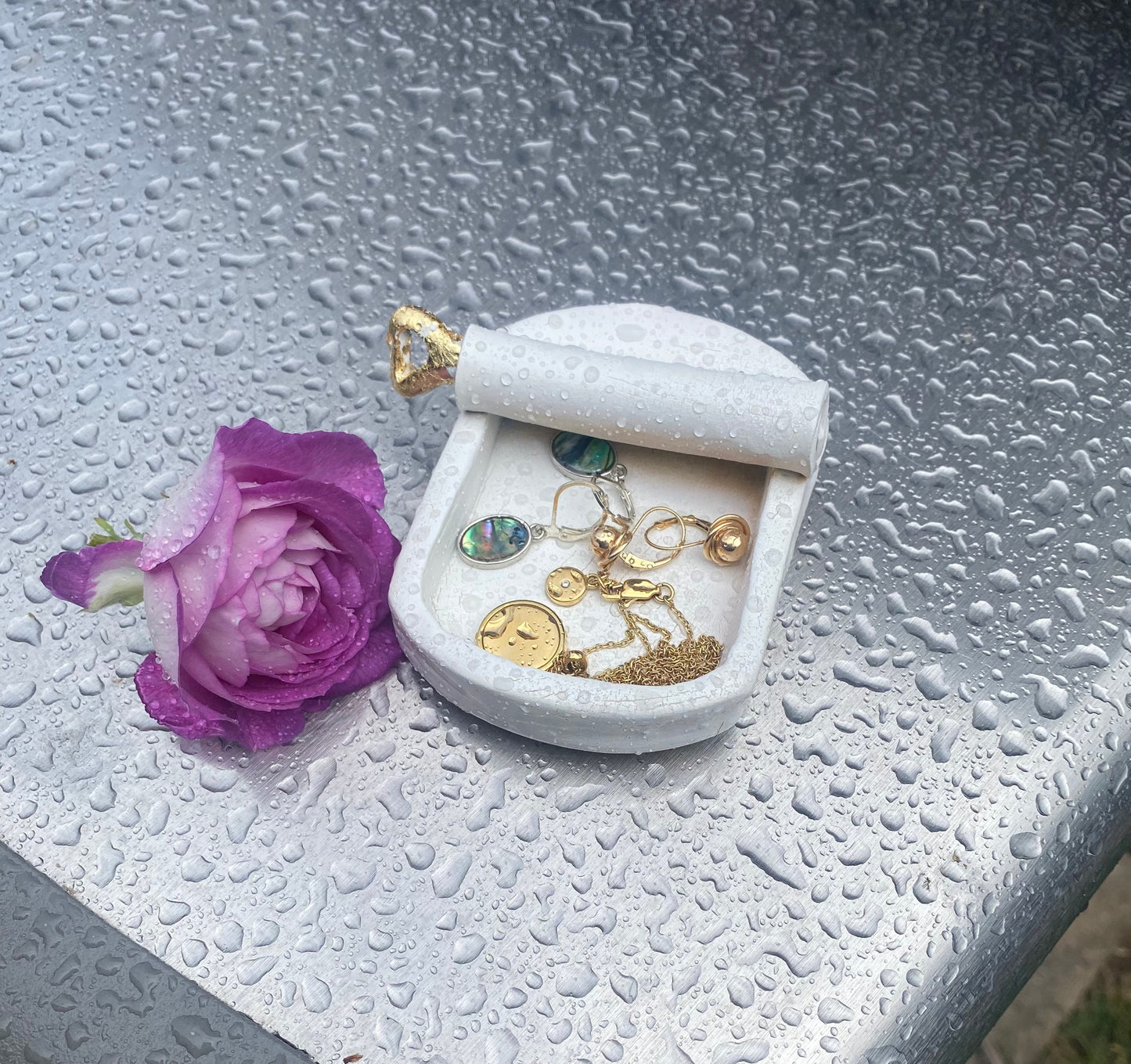 Sardine tin clay handmade catchall jewelry holder